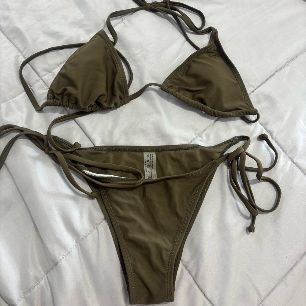 SHEIN Green Triangle Bikini Set
